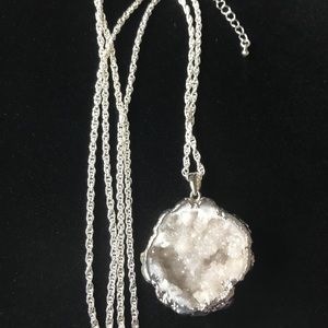 Sterling Silver Plated Druzy Pendant